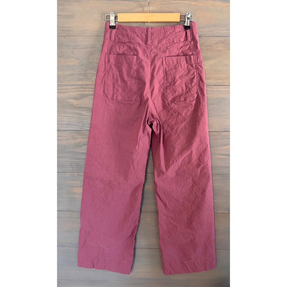 Maeve Anthropologie The Colette Wide Leg Pants Mauve Pink Linen Blend 28T Tall - Picture 3 of 7
